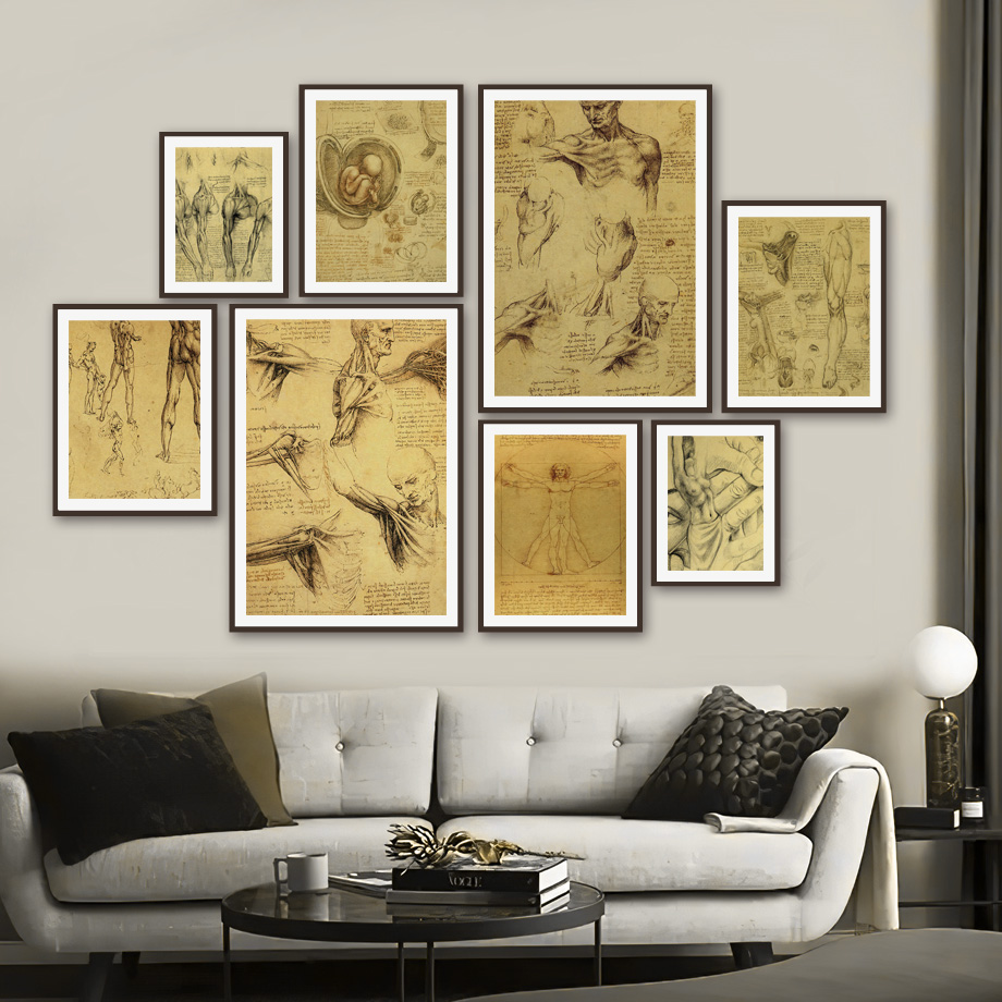 Office Furniture York - Retro Art ภาพวาดผ้าใบ Da Vinci ต้นฉบับ