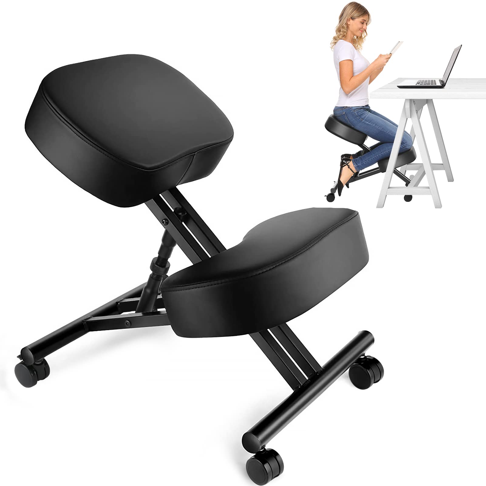 Office Furniture For Home - เก้าอี้นั่งคุกเข่าตามหลักสรีรศาสตร์สำหรับสำนักงาน เก้าอี้ปรับระดับได้สำหรับบ้านและสำนักงาน - ปรับปรุงท่าทางของคุณด้วยที่นั่งแบบเอียง