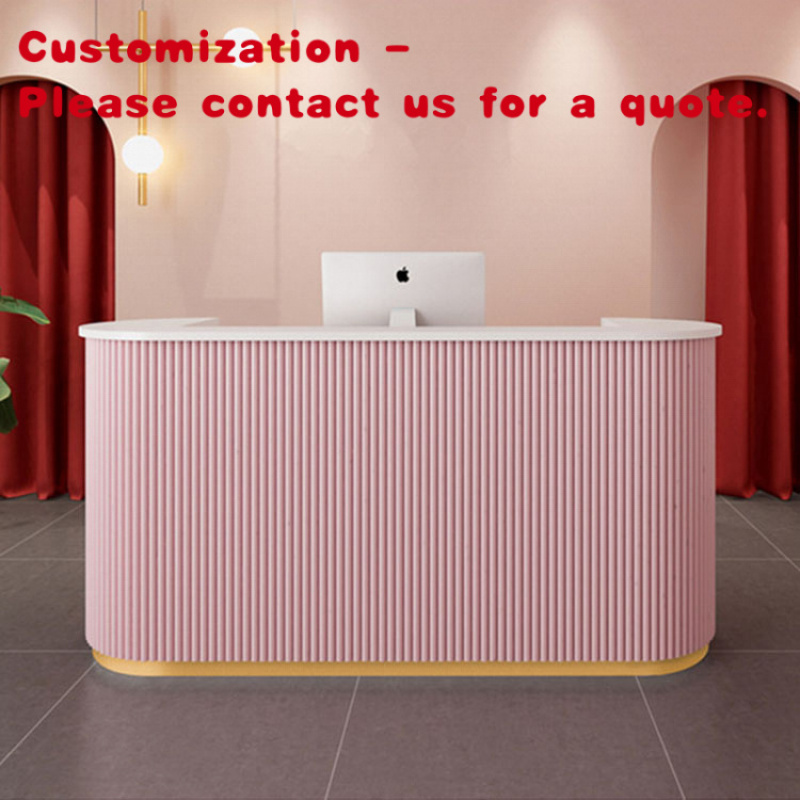 Reception Desk Counter - เคาน์เตอร์ต้อนรับแบบโมเดิร์นหรูหรา ทำจากไม้ MDF ปรับแต่งได้ เหมาะสำหรับสำนักงาน ร้านเสริมสวย