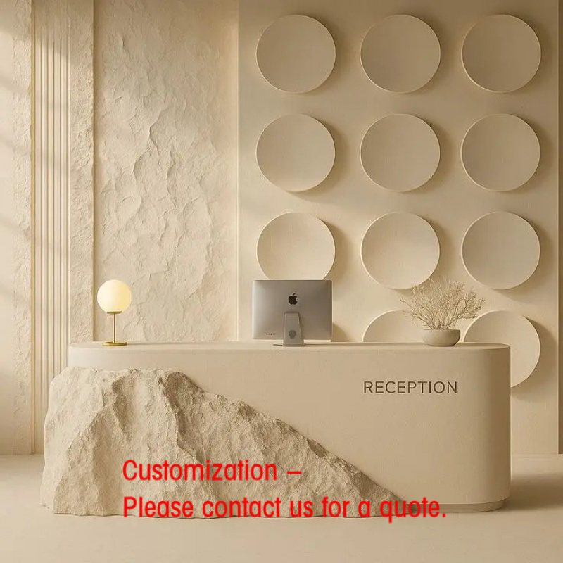 Reception Desk Counter - เคาน์เตอร์สำนักงานแบบกำหนดเอง โต๊ะลายหินธรรมชาติ วัสดุ FRP โต๊ะต้อนรับ โรงแรม
