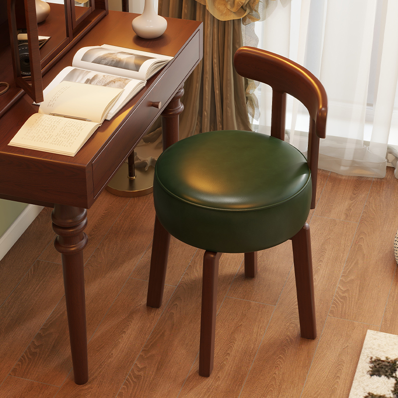 Office Furniture For Home - เก้าอี้แต่งตัวไม้เนื้อแข็งแบบหมุนได้ เบาะหนัง เก้าอี้แต่งตัวในห้องนอน เก้าอี้พนักพิงไม้เนื้อแข็ง โต๊ะทำงานและเก้าอี้สำนักงาน