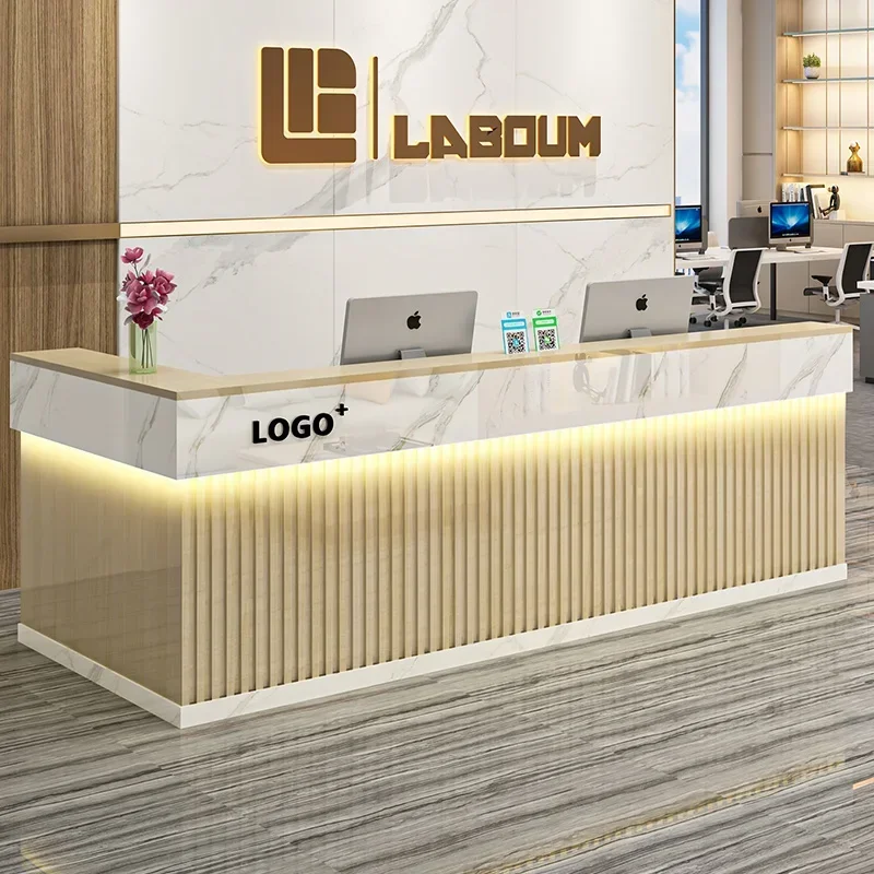 Office Furniture Bali - c13-เคาน์เตอร์ต้อนรับสไตล์โมเดิร์นหรูหรา ทันสมัย พร้อมที่เก็บของและชั้นโชว์สินค้า เฟอร์นิเจอร์เชิงพาณิชย์สไตล์วินเทจสำหรับร้านเสริมสวย