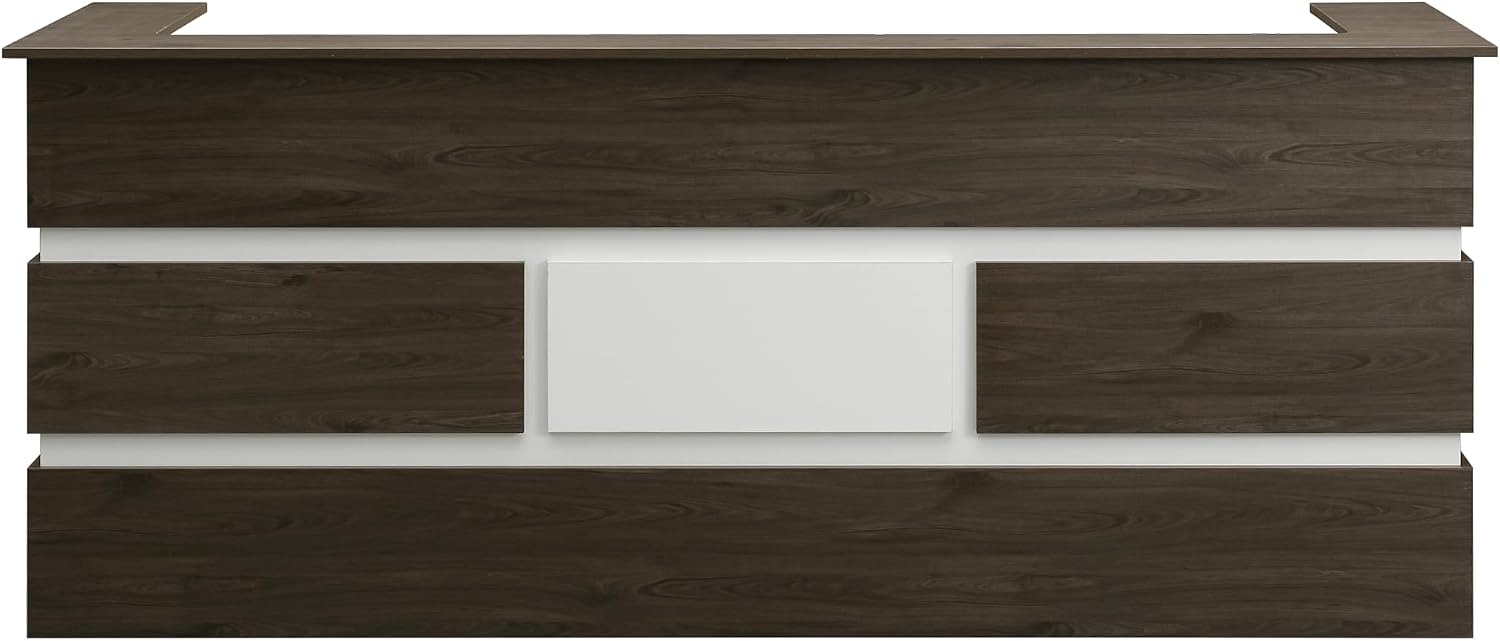 Reception Desk Counter - โต๊ะรับรองแขกสำนักงานไม้ Mares ขนาด 87 นิ้ว พร้อมลิ้นชัก
