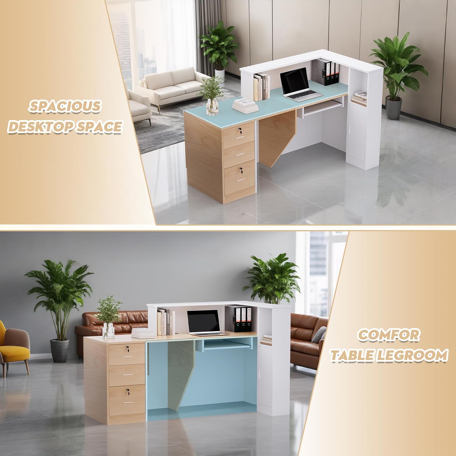 เคาน์เตอร์ต้อนรับพร้อมลิ้นชักล - Reception Desk Counter บทวิจารณ์และราคา