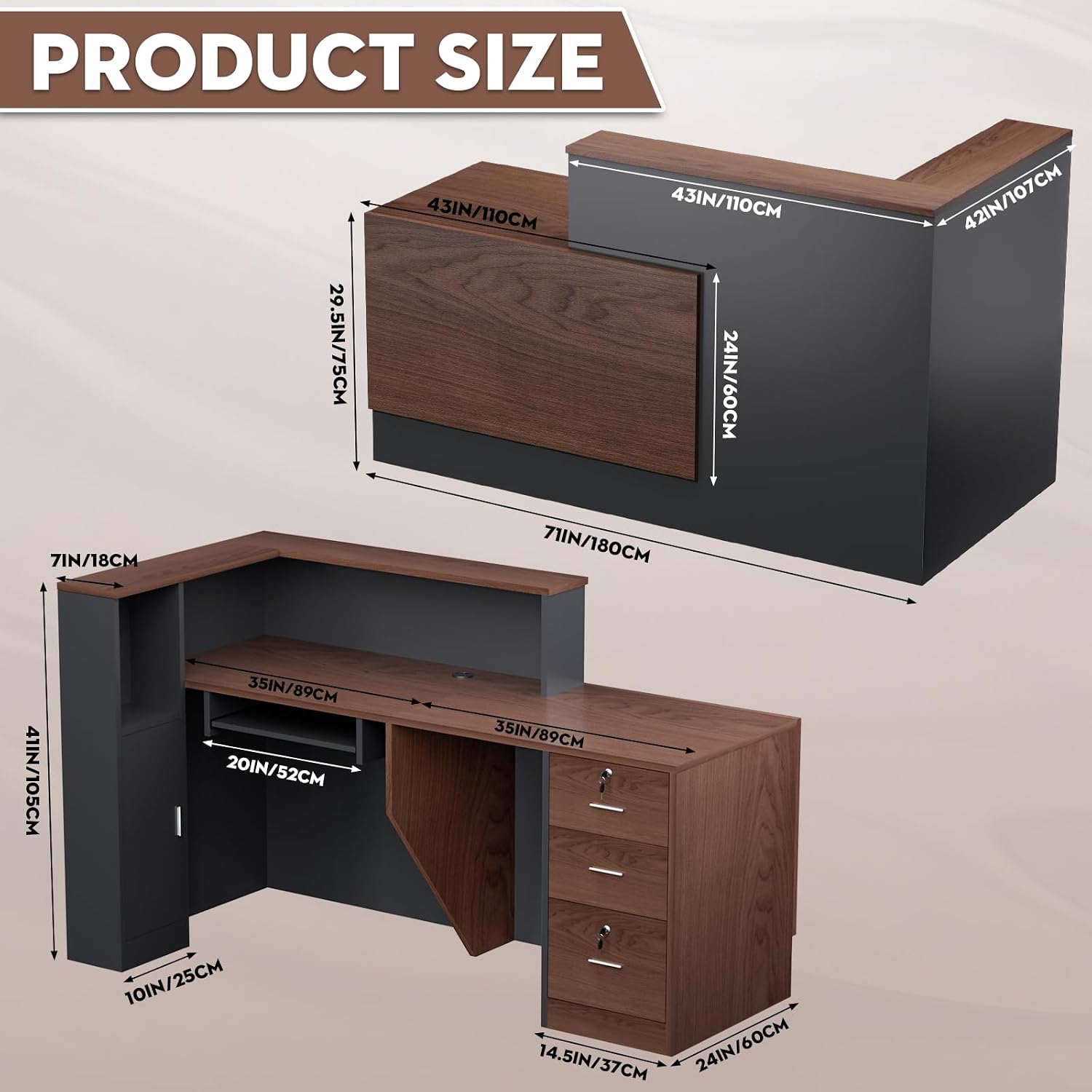 โต๊ะรับรองแขกเชิงพาณิชย์ทรงตัว - Reception Desk Counter บทวิจารณ์และราคา