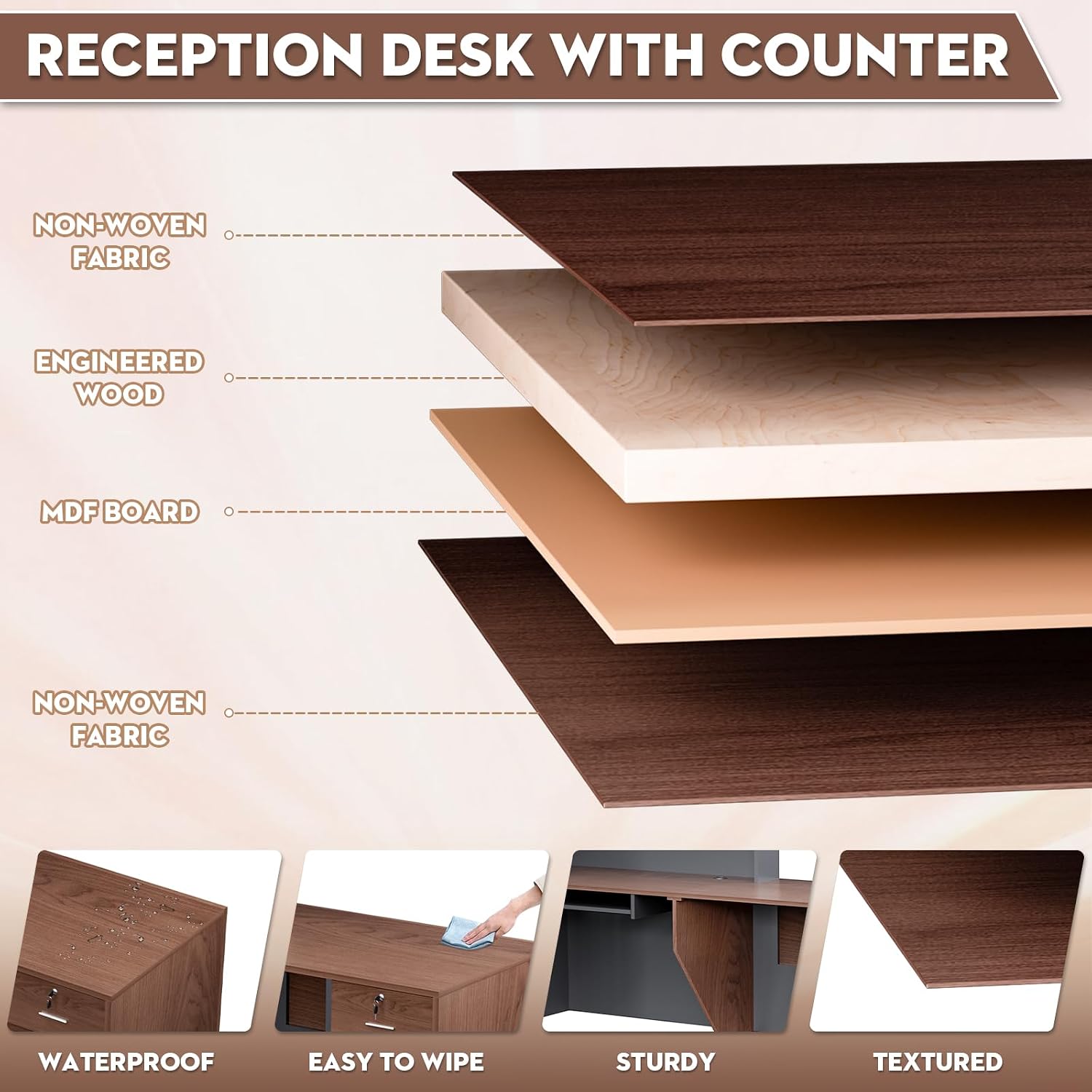 โต๊ะรับรองแขกเชิงพาณิชย์ทรงตัว - Reception Desk Counter บทวิจารณ์และราคา
